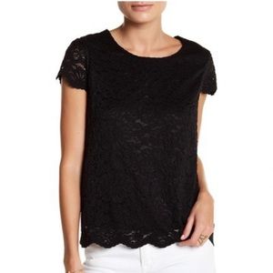 Philosophy Top Black Lace Cap Sleeve Shirt Size XS